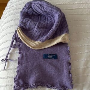 Gobi Purple Knit Hooded Scarf and Beannie